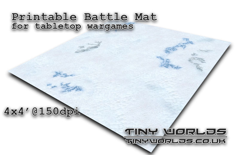 Printable tabletop gaming battle mat - Winter Snow 031 4x4'