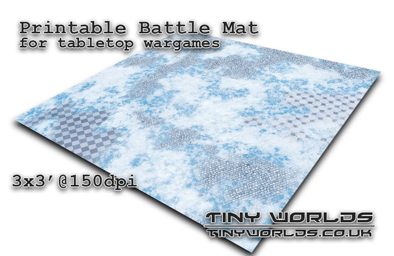 Printable tabletop gaming battle mat - Frozen City 032c 3x3'