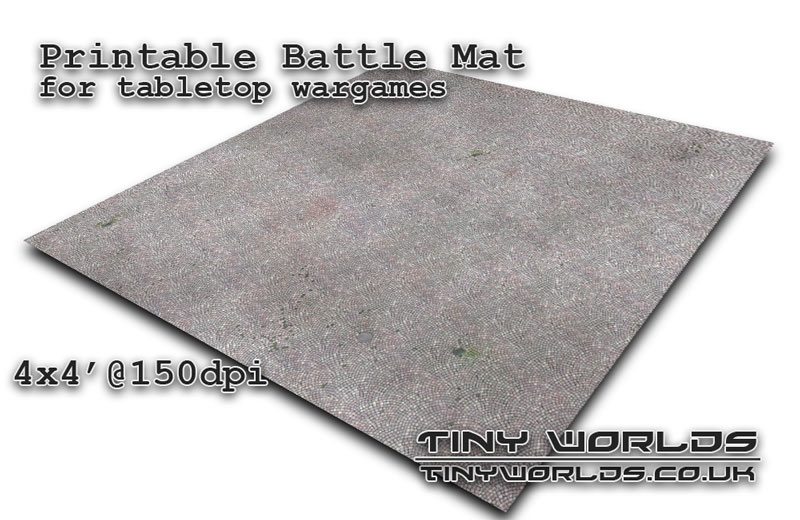 Printable tabletop gaming battle mat - Cobblestone City 041b 4x4'