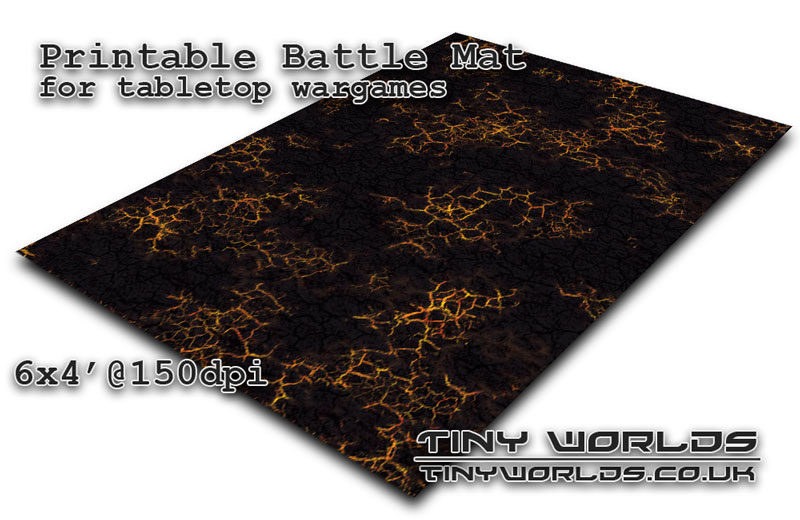 Printable tabletop gaming battle mat - Lava Fields 051 6x4'