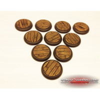 30mm Round Lipped Wooden Plank Resin Bases