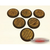 40mm Round Lipped Wooden Plank Resin Bases