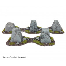 Dragons Teeth Tank Traps + Bases Set - Large - Ruined