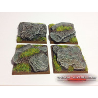 40mm Square Rocky Slate Monster Resin Bases x 4