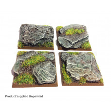 40mm Square Rocky Slate Monster Resin Bases x 4