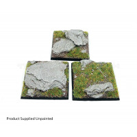 50mm Square Rocky Slate Monster Resin Bases x 3