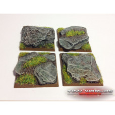 40mm Square Rocky Slate Monster Resin Bases x 4